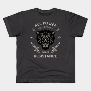 Black Panther Party - All Power to the People - Expect Resistance | Black Owned BLM Black Lives Matter| Black Panthers | Original Art Pillowcase | Tattoo Style Logo | Design for Dark Tees Kids T-Shirt